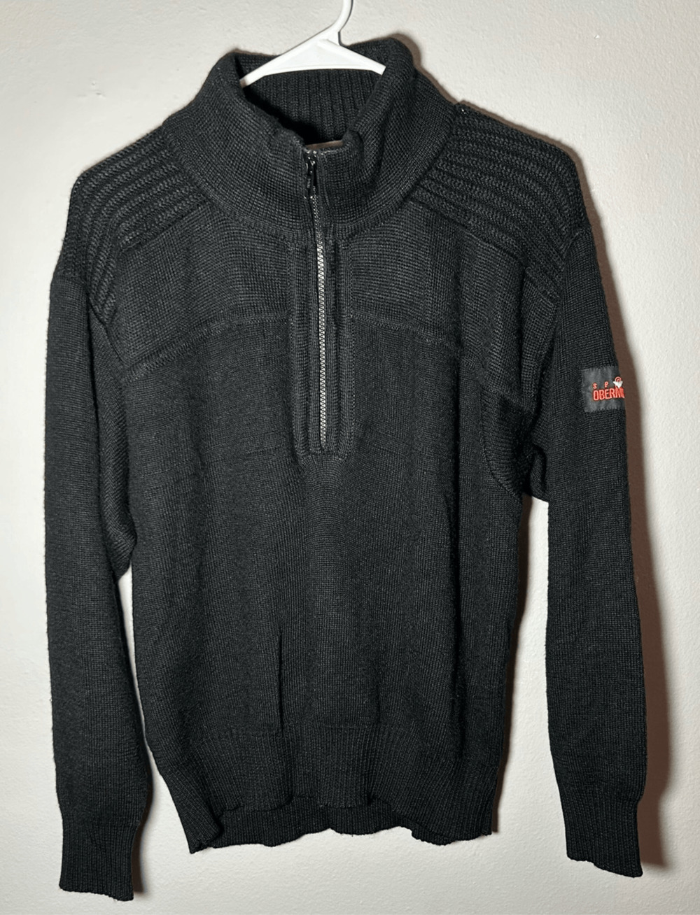 Vintage Men’s Obermeyer Sport Stefan Ski Sweater 1/4 Zip Wool Blend Black Sz S